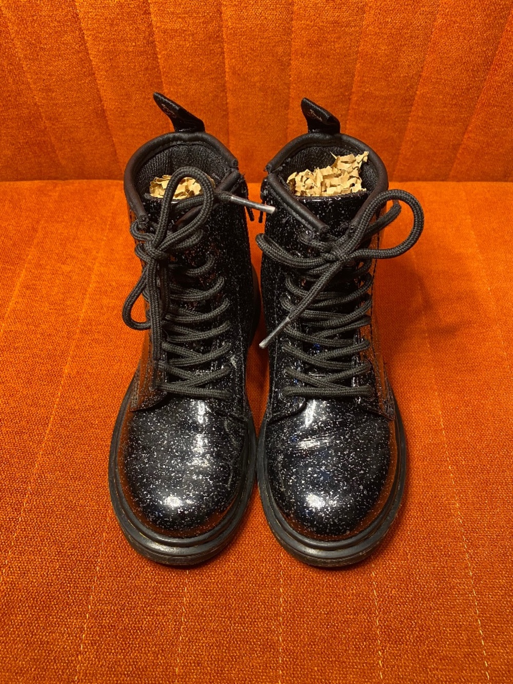 Girls Dr. Martens 1460 J Cosmic Glitter Black Lace Up Boots